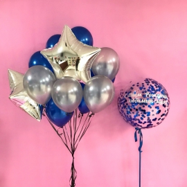 Сет: Фонтан из шаров + Шар Баблс с конфетти и индивидуальной надписью