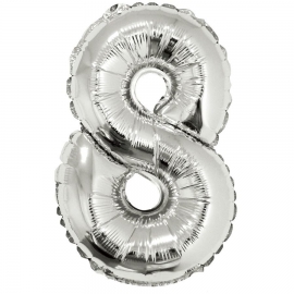 Фольгированный шар Цифра 8 Серебро - 102см в Саратове