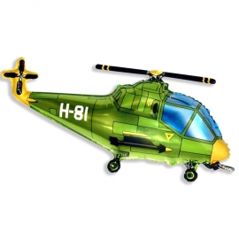 Шар Вертолет Зеленый Фольгированный 57х96 см