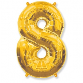 Фольгированный шар Цифра 8 Золото - 102см в Саратове